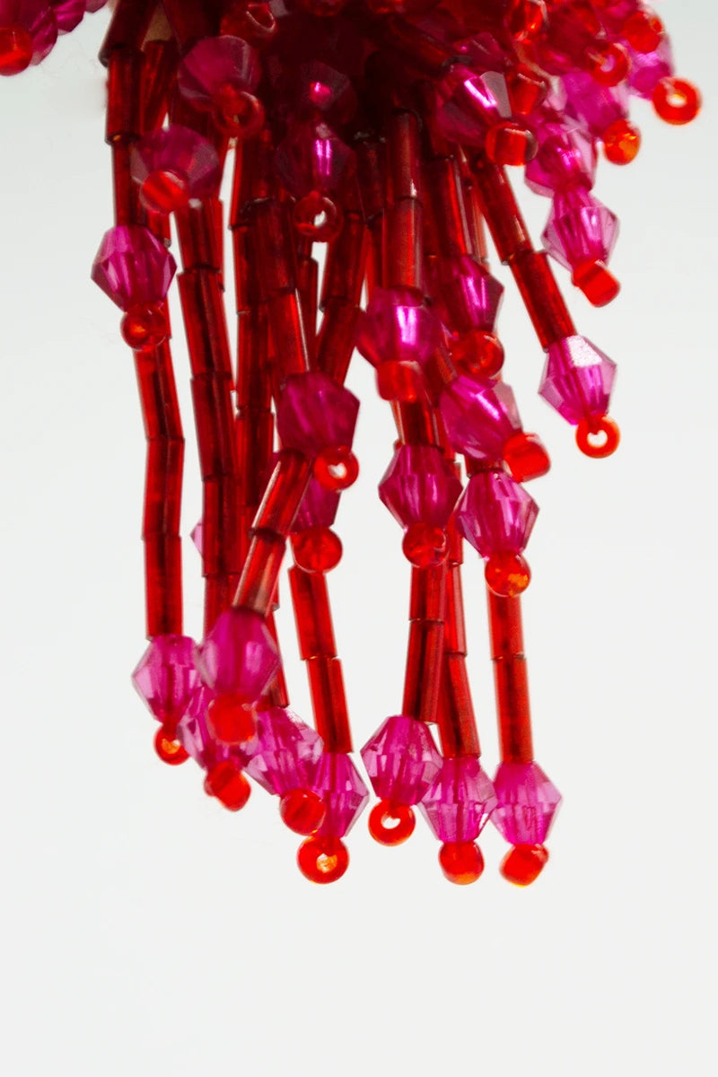 Pendientes cascada rojo y fucsia
