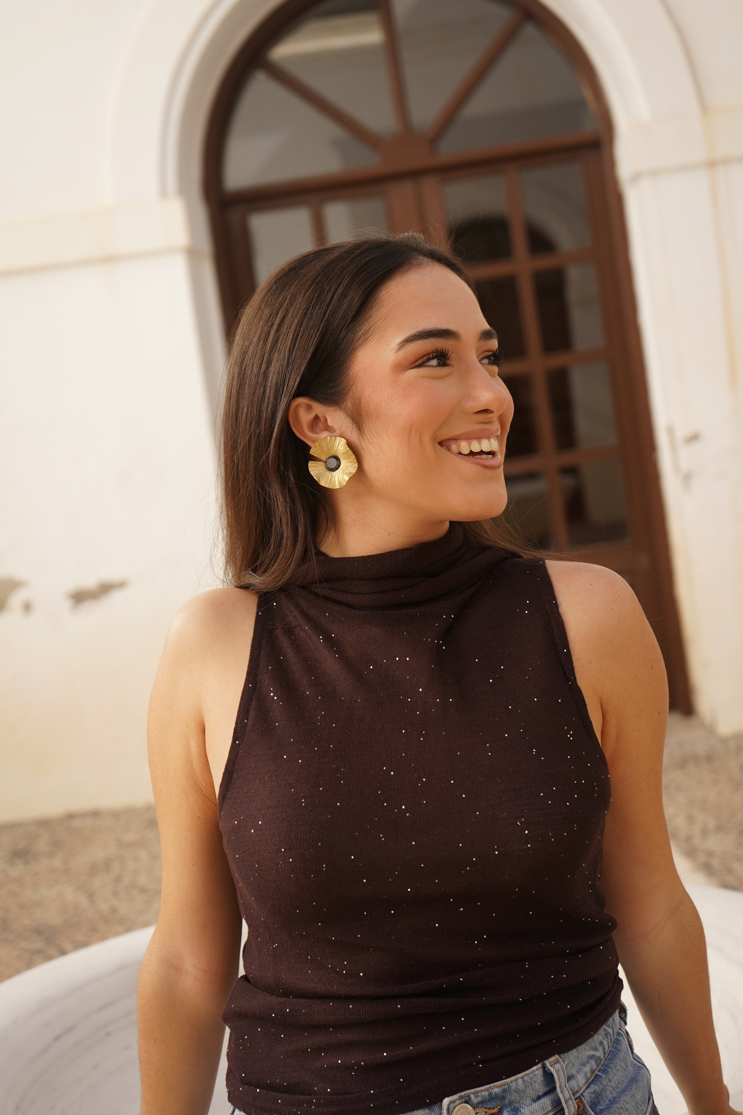 Pendientes Loto Oro Joya Negro