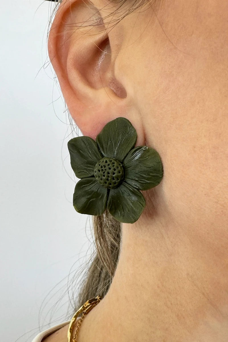 Pendientes Rafflesia Verde Oliva