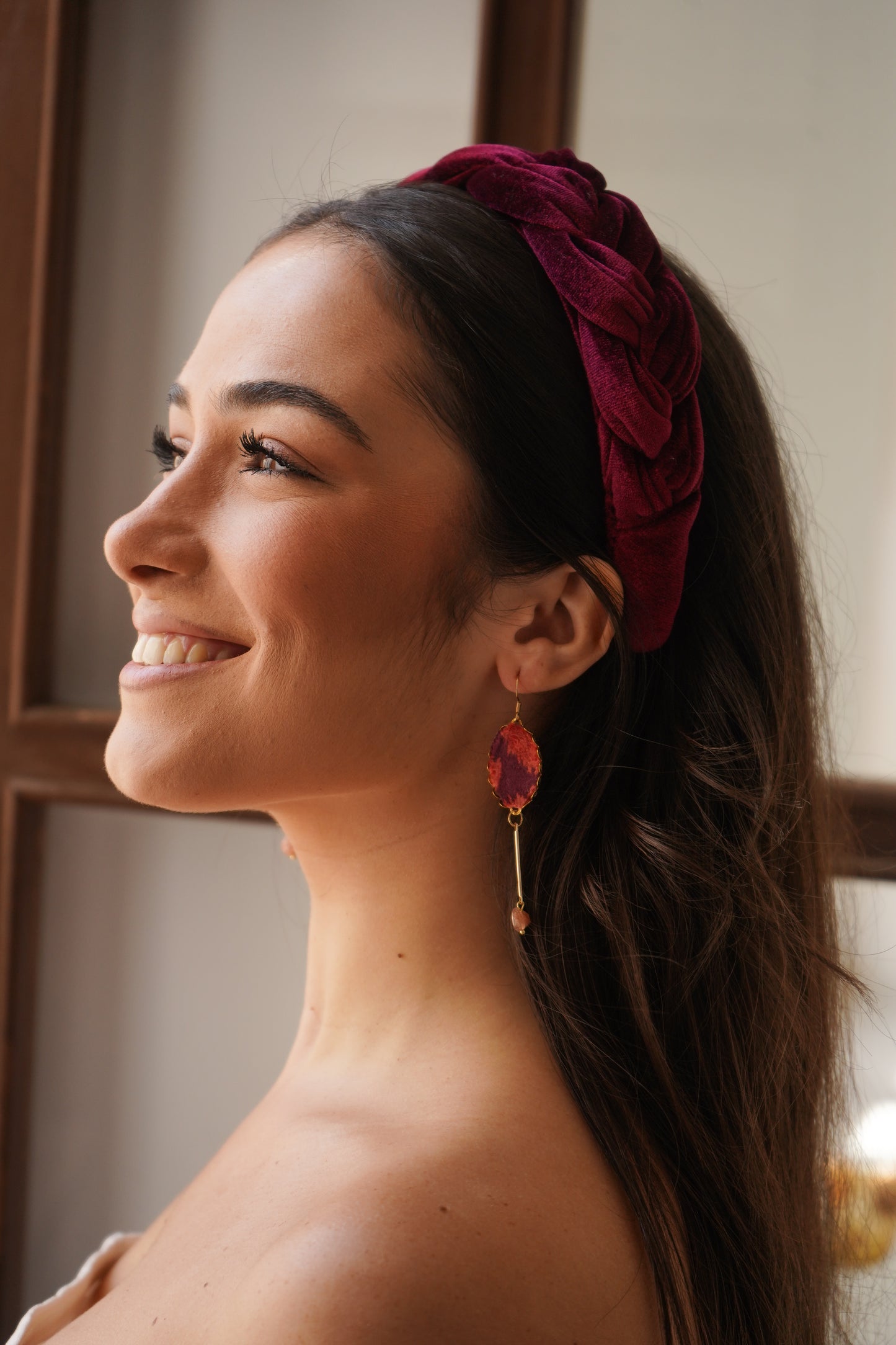 Pendientes Velvet Burdeos-Caldera