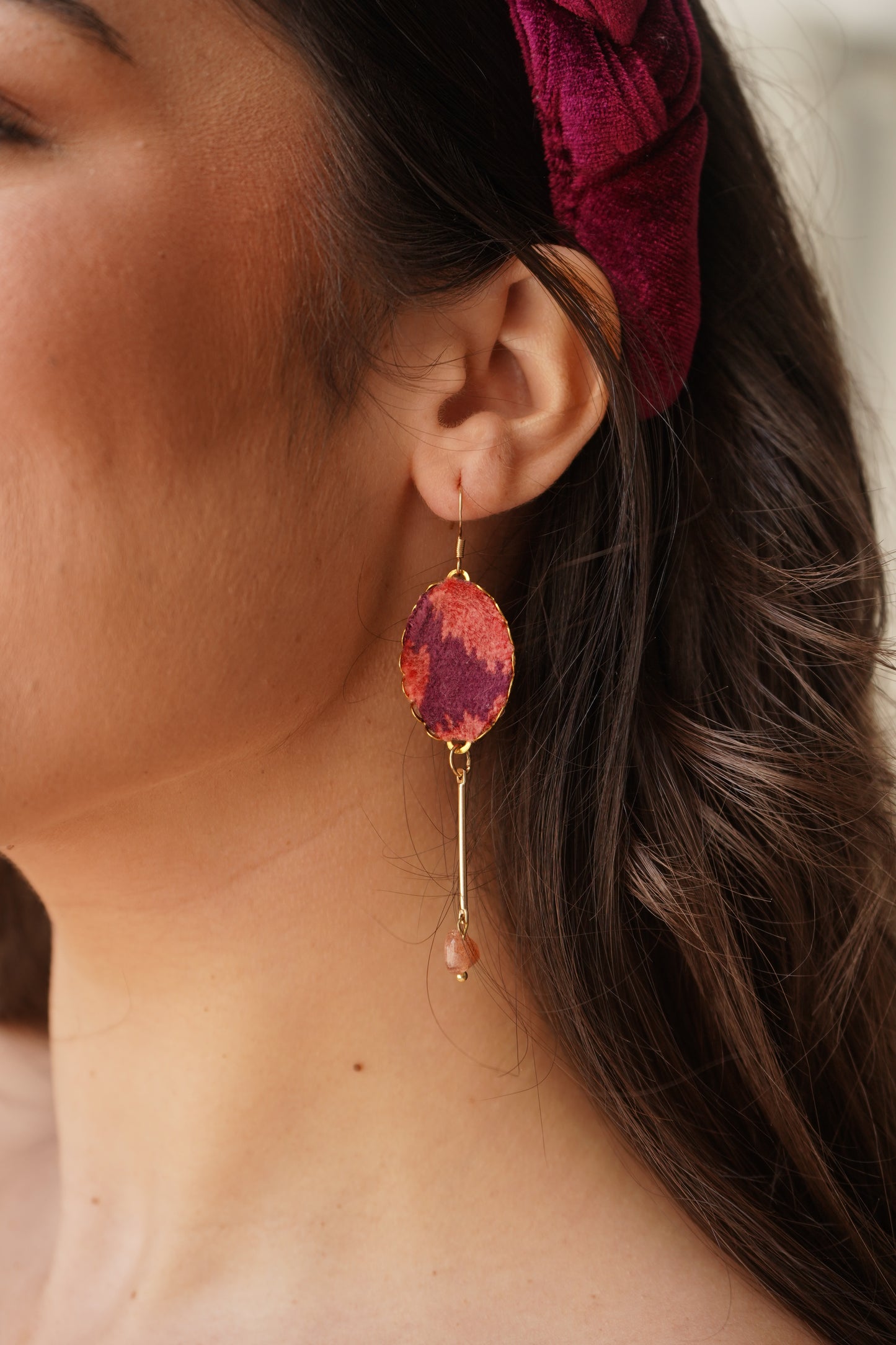 Pendientes Velvet Burdeos-Caldera