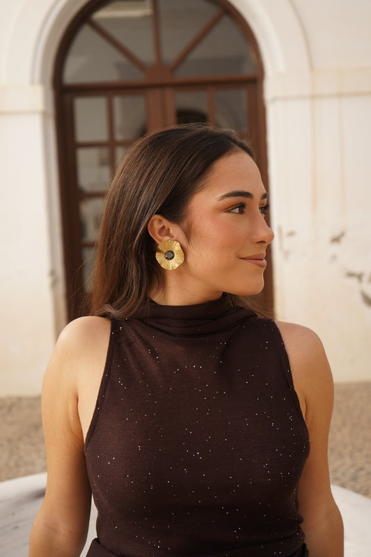 Pendientes Loto Oro Joya Negro