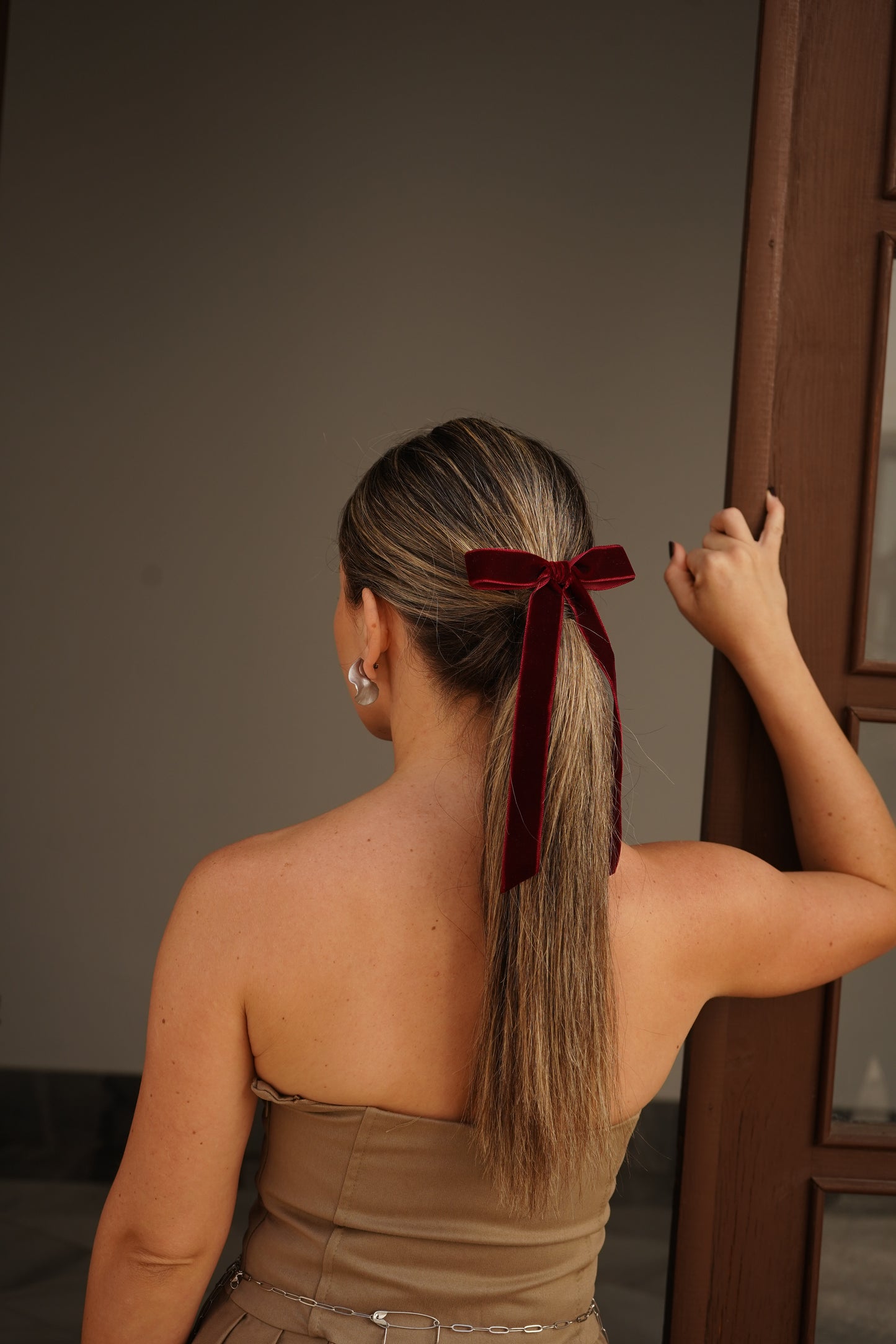 Lazo Sora velvet burdeos