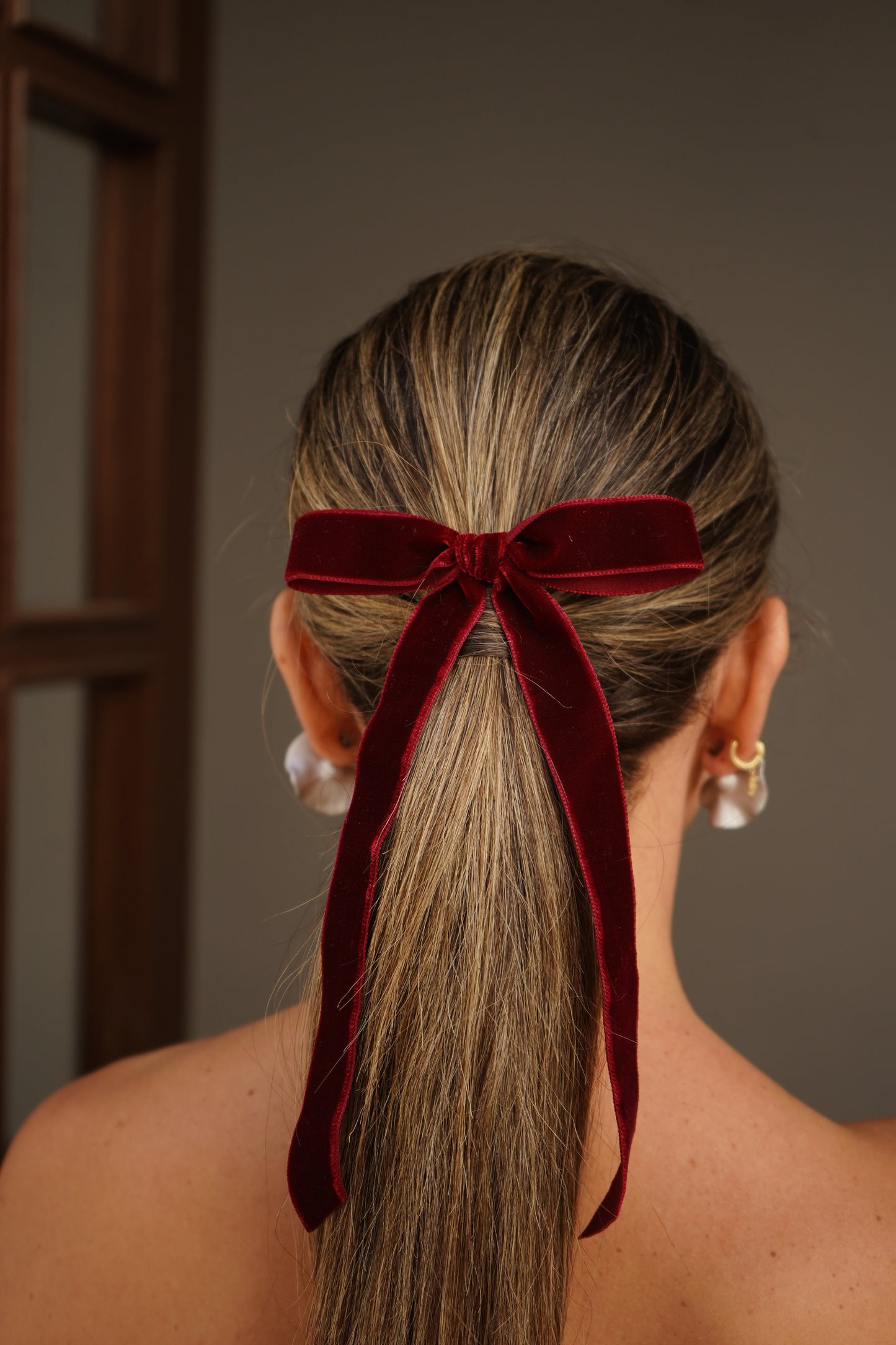 Lazo Sora velvet burdeos