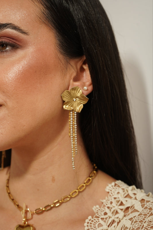 Pendientes Blossom Oro Strass