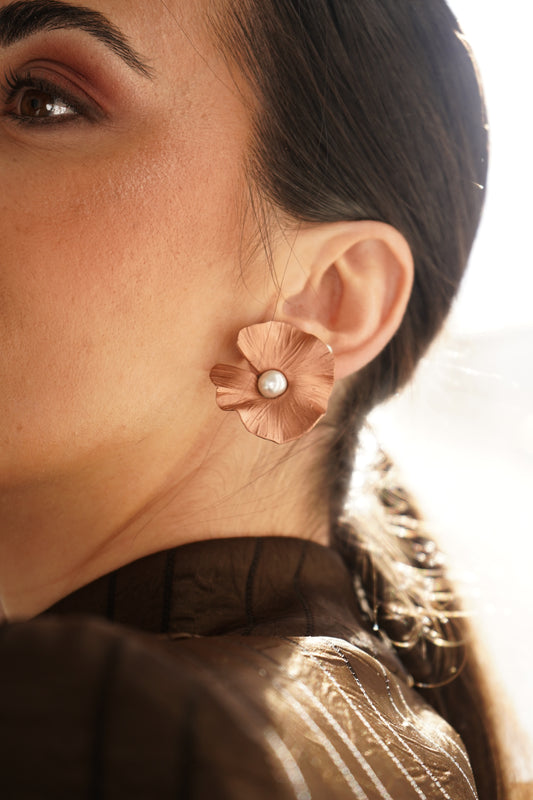 Pendientes Loto Oro Rosa